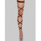 Lovely Casual Criss Cross Black Bodystocking
