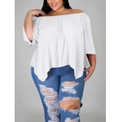 Lovely Casual Off The Shoulder Asymmetrical White 