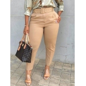 Lovely Business High-waisted Elastic Khaki Plus Si