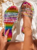 LW Sweet Tie-dye Sequined Multicolor Slides