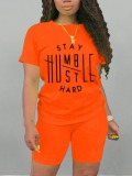 LW Round Neck Letter Print Shorts Set