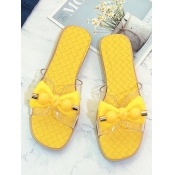 LW Casual Bow-tie Decoration Yellow Slippers