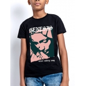 Lovely Boy Graffiti Letter Print Light Pink T-shir