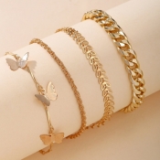 LW 4-piece Street Butterfly Decoration Gold  Ankle