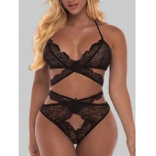 LW SXY See-through Bandage Hollow-out Design Black