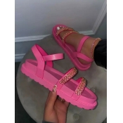 Lovely Casual Chain Decoration Rose Red Sandals