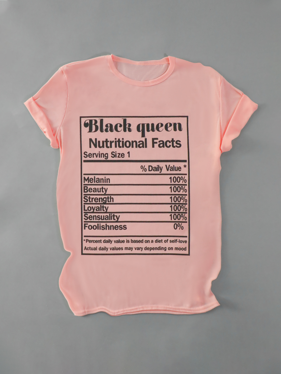 LW Plus Size Leisure O Neck Letter Print Pink T-shirt