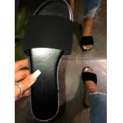 LW Casual Round-toe Black Slides