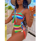 LW Sexy Striped Knot Design Multicolor Two-piece S