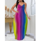 LW Plus Size Casual Striped Multicolor Maxi Dress