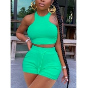 LW Round Neck Drawstring Shorts Set