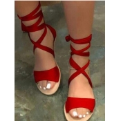 LW Casual Tie Leg Red Sandals