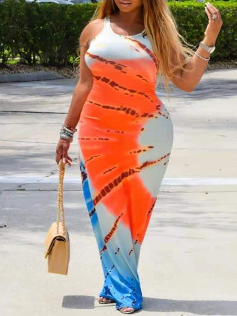 LW Plus Size Boho Print Patchwork Multicolor Floor Length Dress