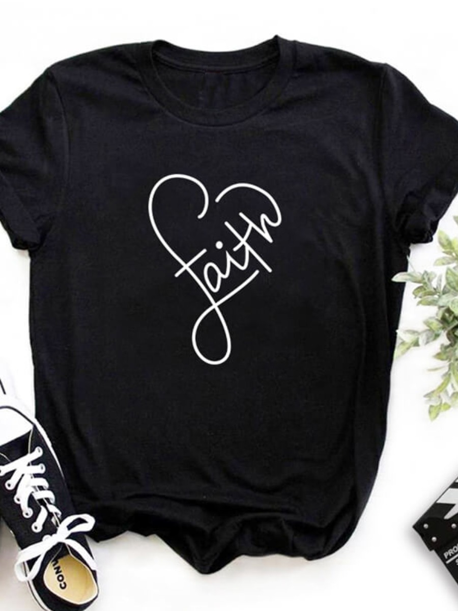 LW Leisure Heart Black T-shirt