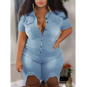 LW Plus Size High Stretchy Ripped Button Design De
