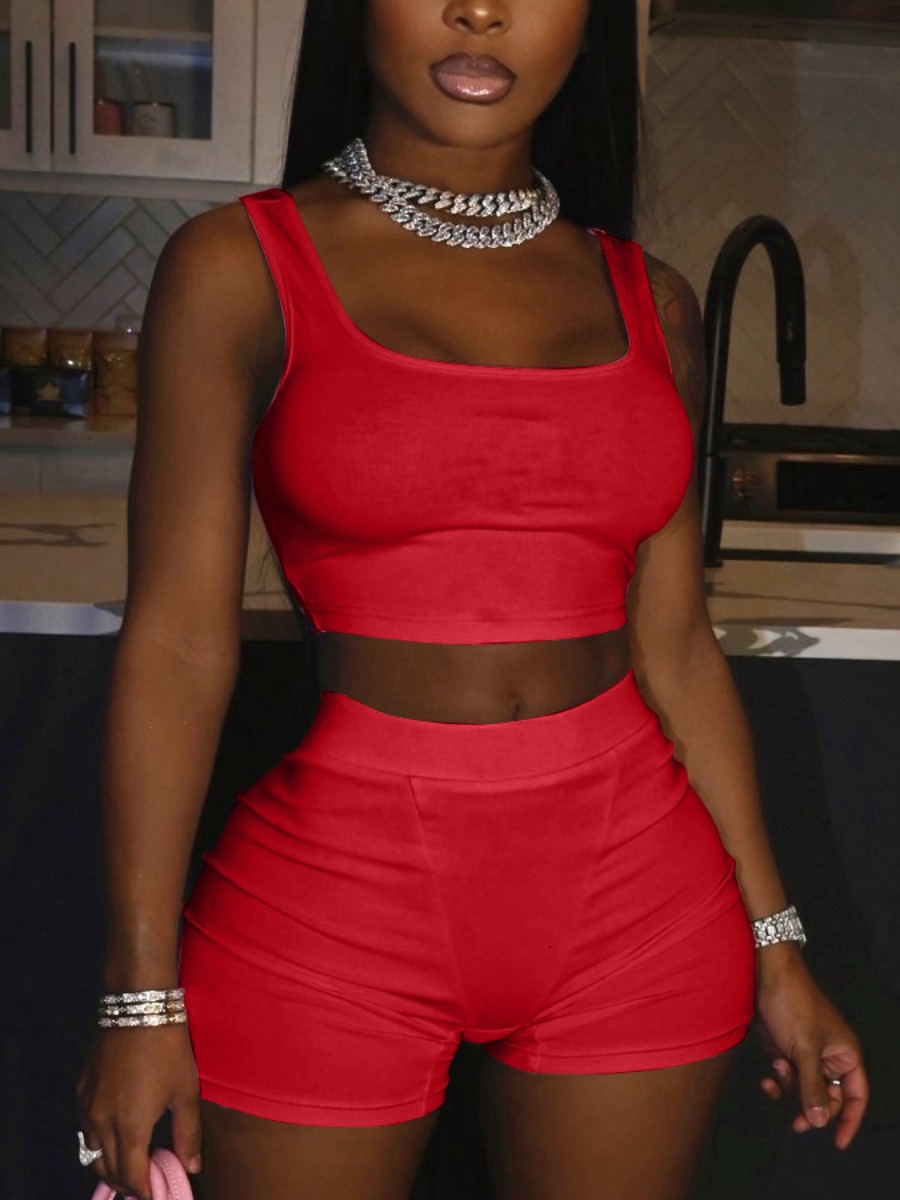 LW BASICS Crop Top Cami Shorts Set