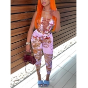 LW Floral Print Bandage Design Pants Set
