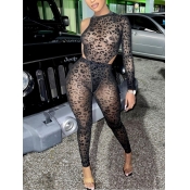 LW SXY Leopard Print See-through Black Two Piece P