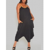 LW Plus Size Casual Striped Loose Black One-piece 