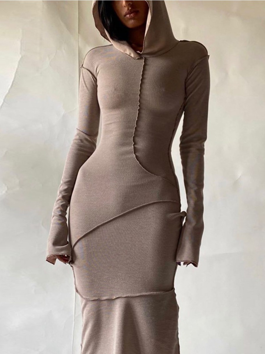 LW Hooded Collar Bodycon Dress