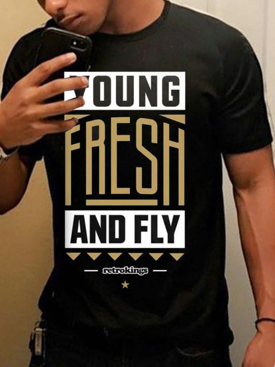 LW Men Round Neck Letter Print T-shirt