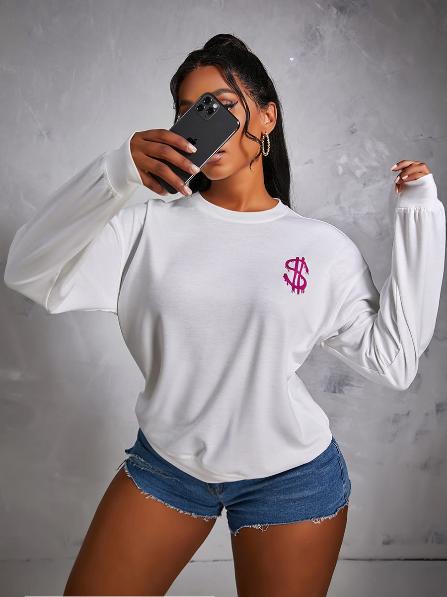 LW Round Neck Letter&nbsp;Print Sweatshirt