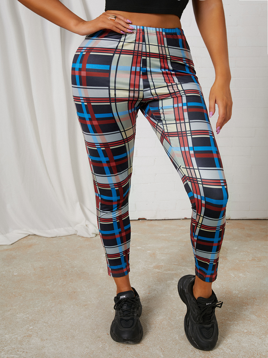 LW Mid Waist Plaid Print Pants