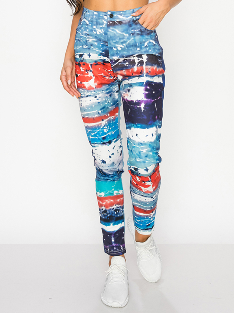 LW Mid Waist Mixed Print Pants