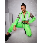 LW Leopard Print Patchwork Two Piece Pants Set