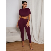 LW Sweet Half A Turtleneck Crop Top Pants Set