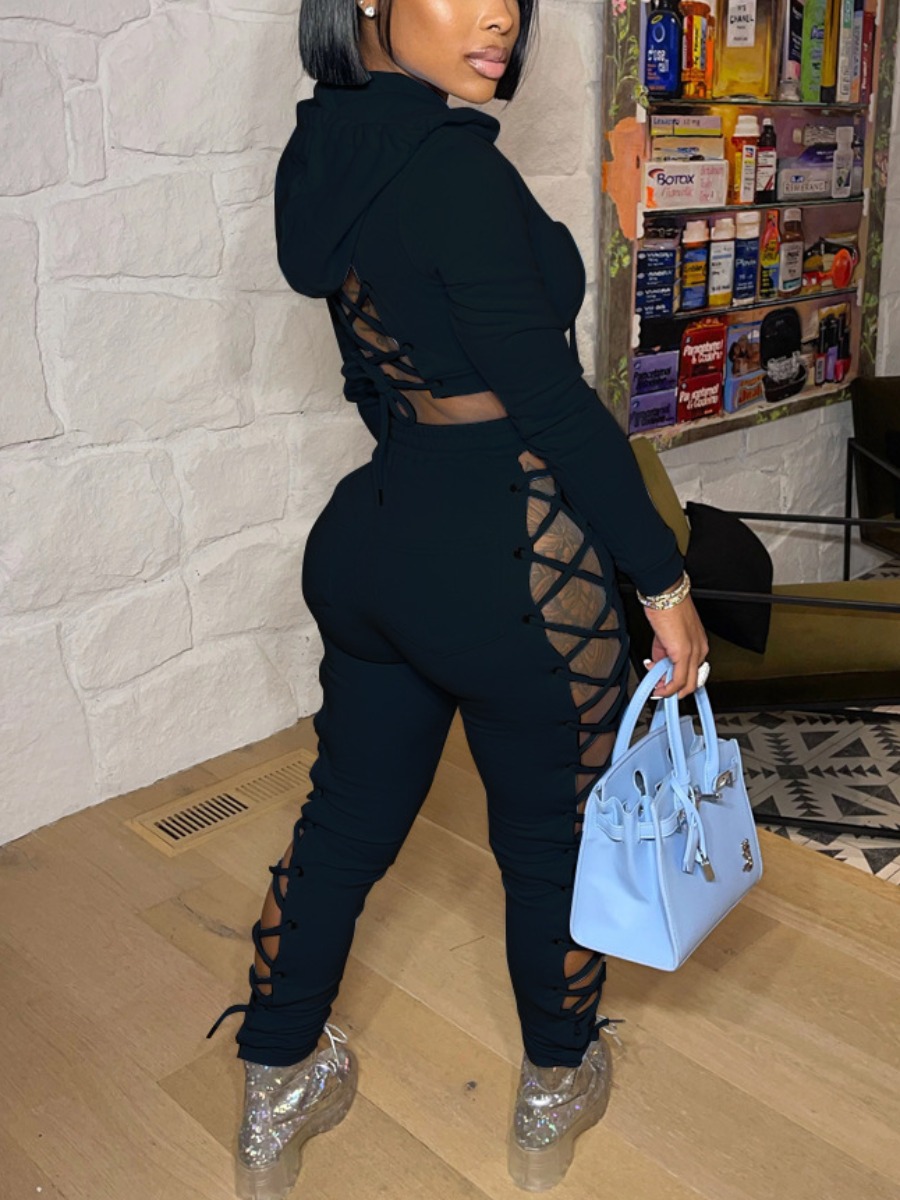 LW Bandage Design Crop Top Tracksuit Set
