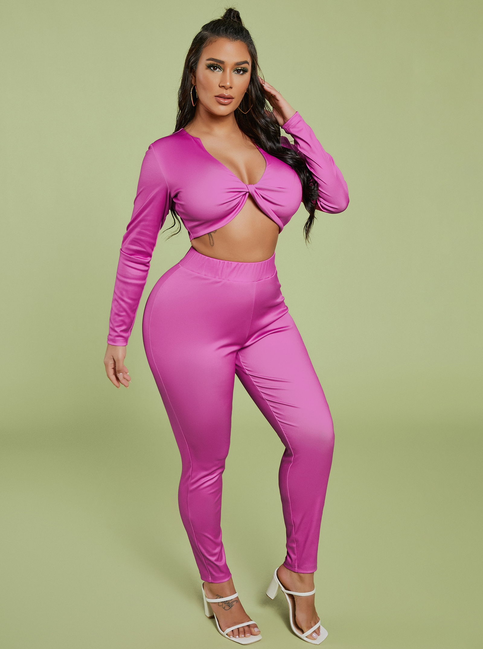LW SXY Front Twist High-waisted Pants Set