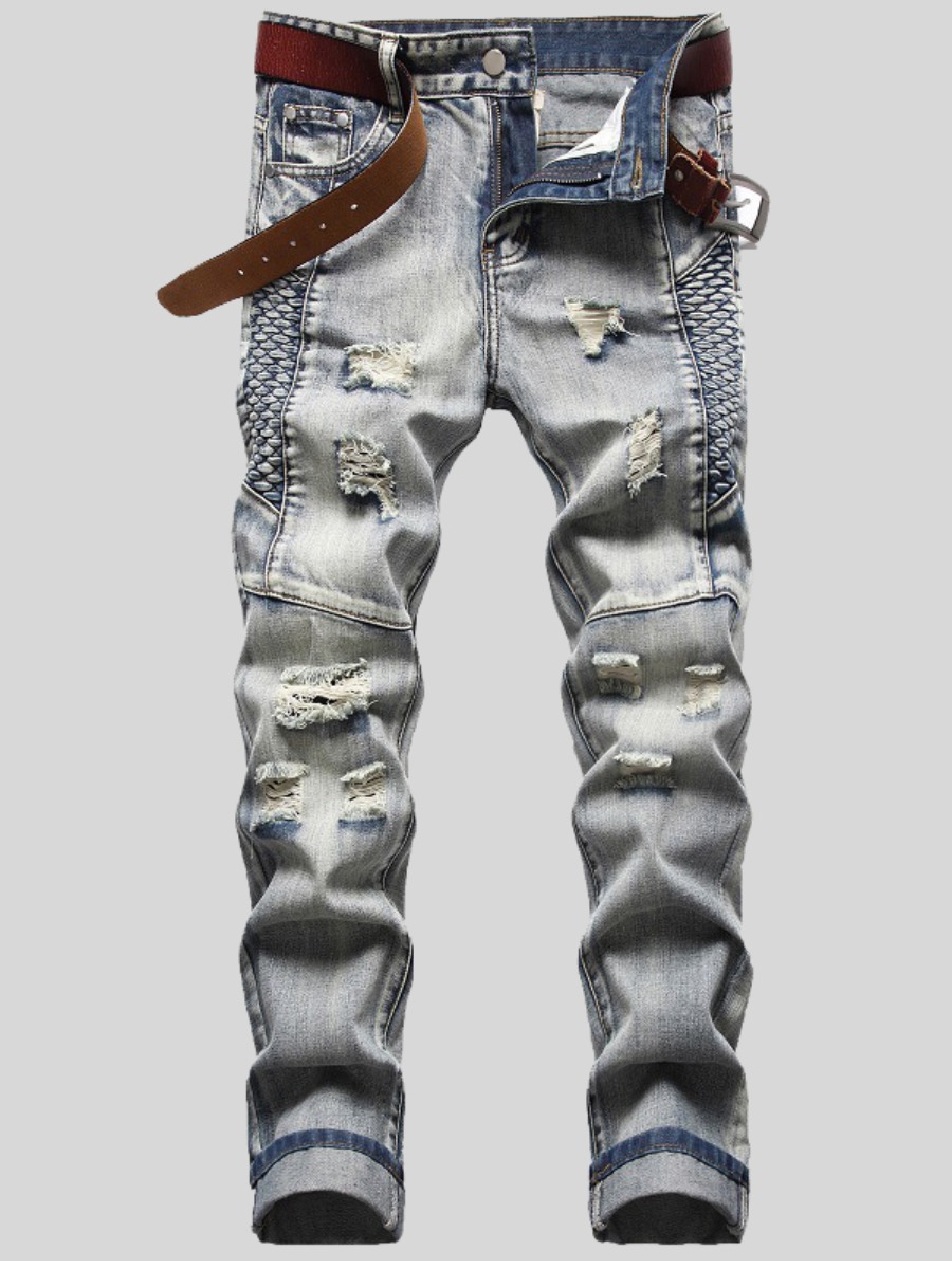 LW Men Mid Waist Ripped Jeans (No Stretch)