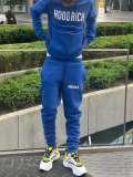 LW Men Letter Print Kangaroo Pocket Tracksuit Set