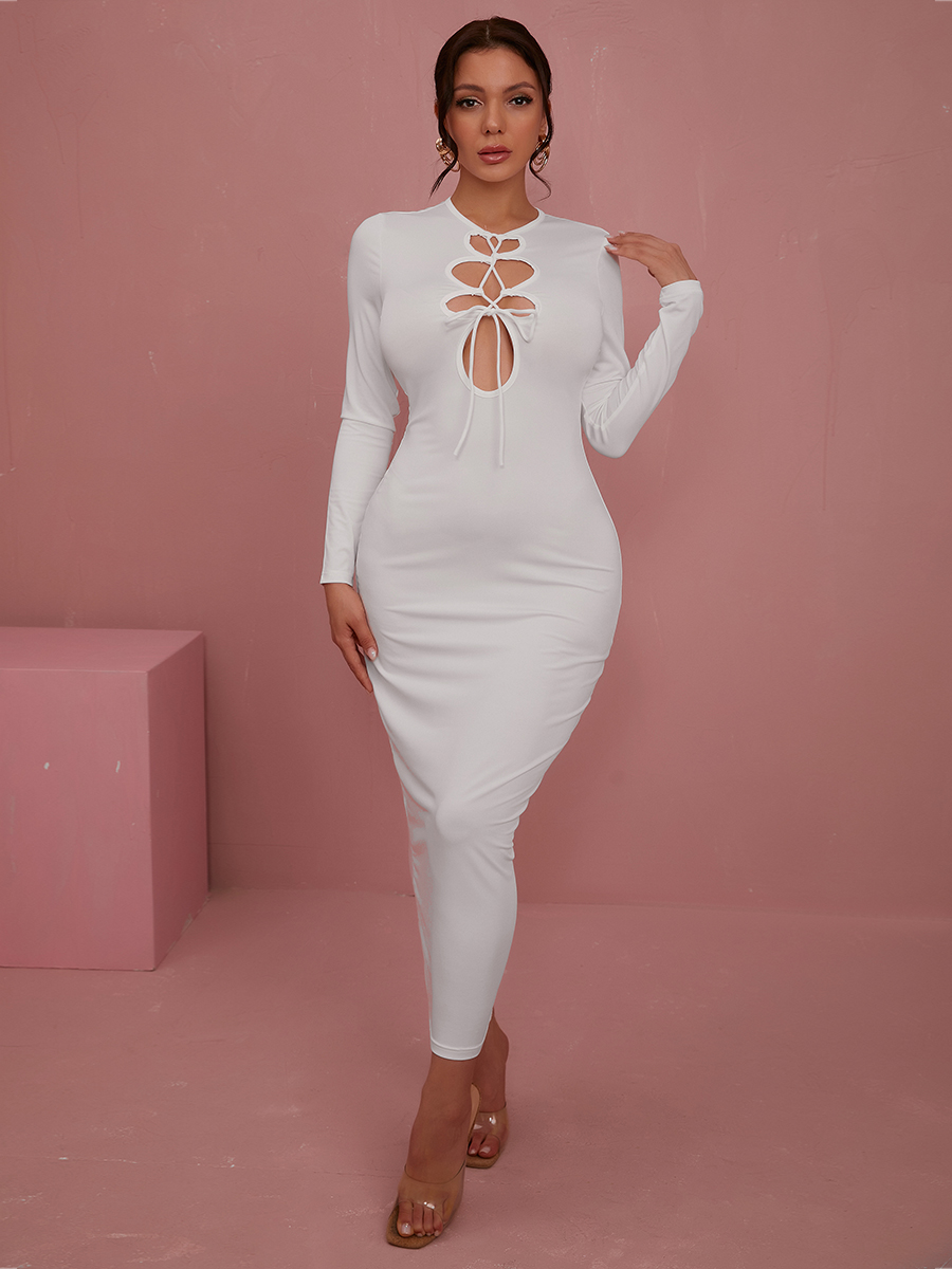 LW SXY Bandage Hollow-out Design Bodycon Dress