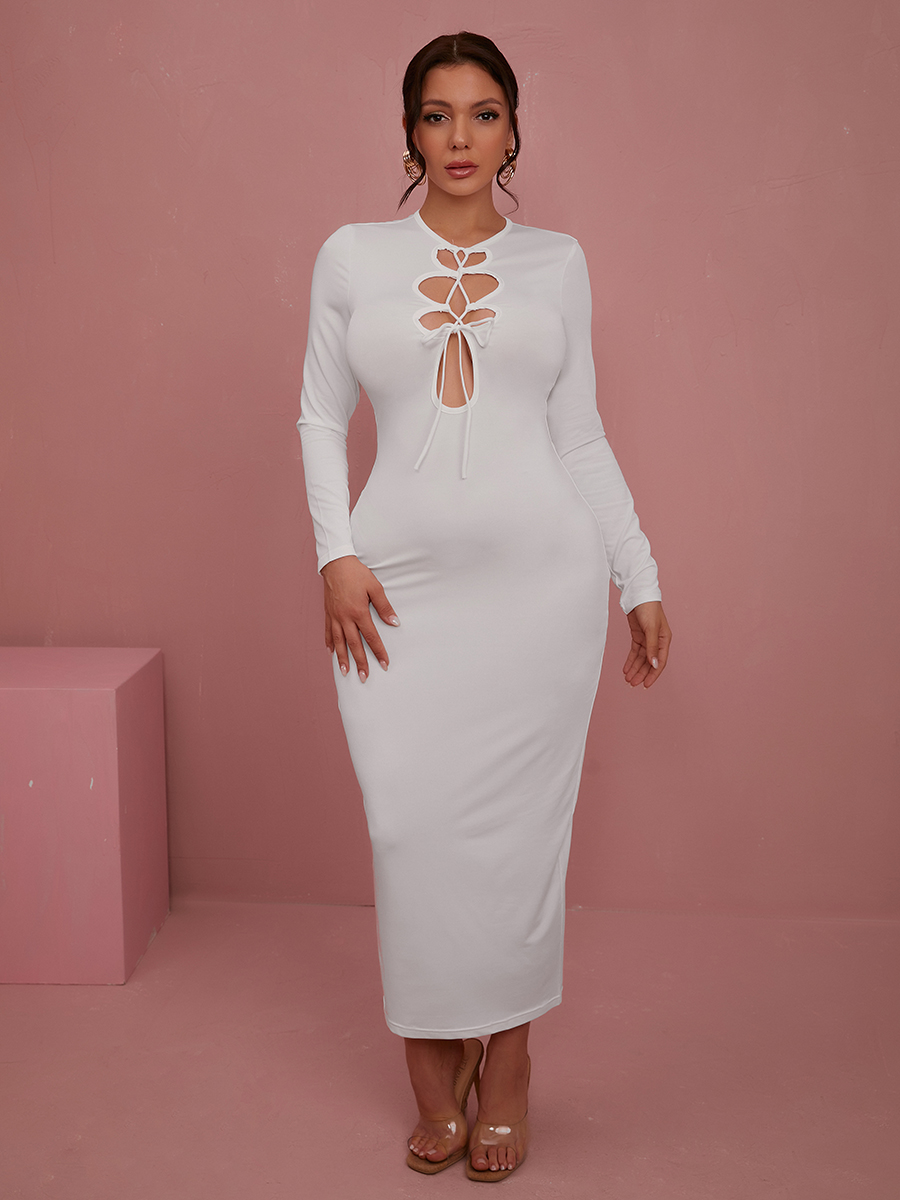 LW SXY Bandage Hollow-out Design Bodycon Dress