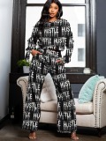 LW Letter Print Wide Leg Cropped Pants Set