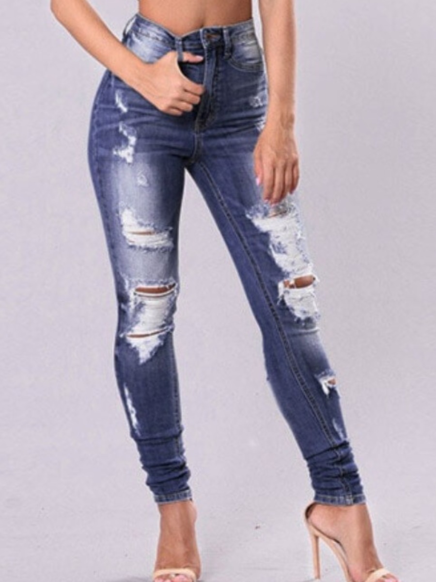 LW High-waisted Ripped Jeans