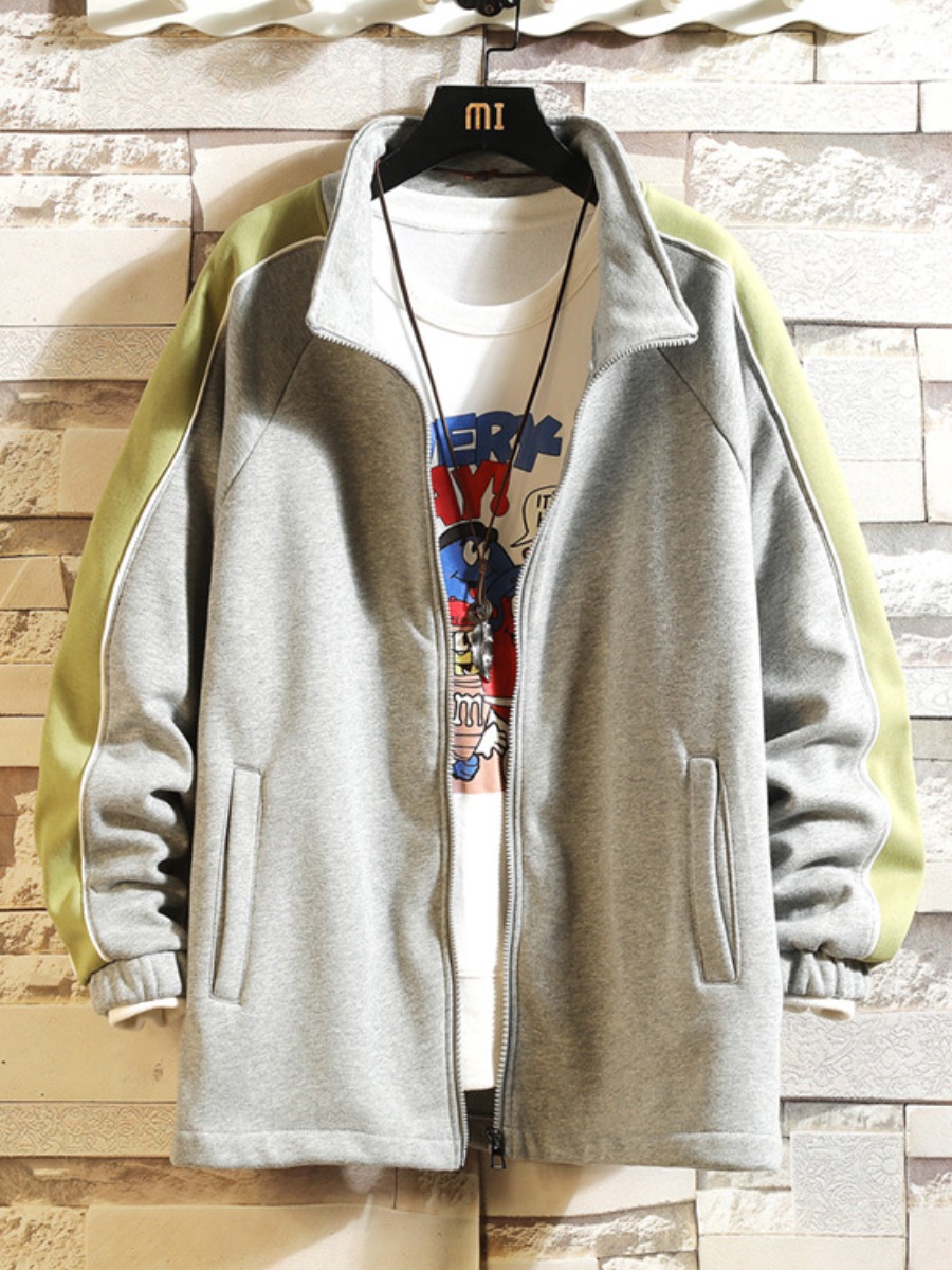 LW BASICS Men Striped Packwork Pocket Design Jacket