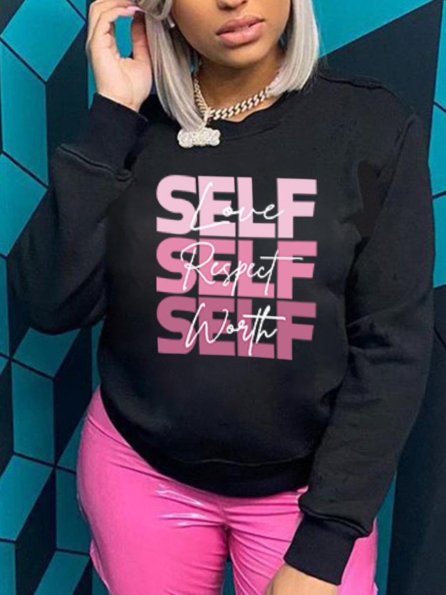 LW Round Neck Letter Print Sweatshirt