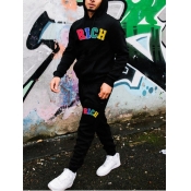 LW Men Letter Print Patchwork Pants Set