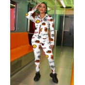 LW Letter Skull Head Butterfly Print Tracksuit Set