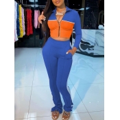 LW Crop Top Patchwork Pants Set