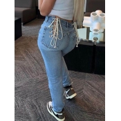LW Mid Waist Bandage Design Jeans