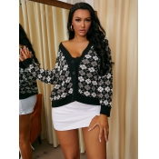 LW Collarless Plaid Print Cardigan