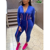 LW Hooded Collar Striped Tracksuit Set