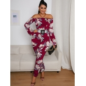 LW Off The Shoulder Floral Print Ruched Jumpsuit (