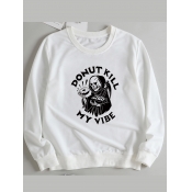 LW BASICS Letter Cartoon Print Sweatshirt