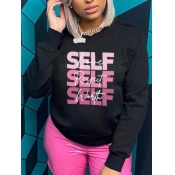 LW Round Neck Letter Print Sweatshirt