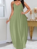 LW Leisure Pocket Patched Light Green Maxi Dress